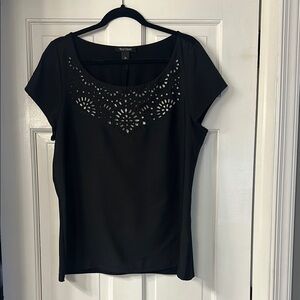 White House Black Market Black Laser Cut Blouse